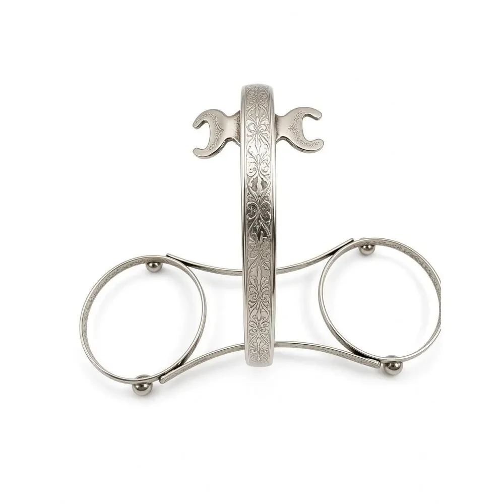 Vintage Silverplate Double Napkin Ring Stand, Victorian Floral Engraved Holder